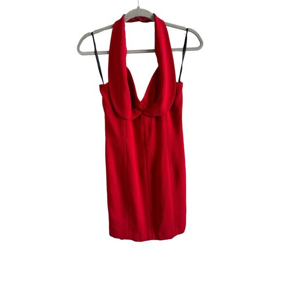 Nicole Miller Women's 10 Red Sexy Sleeveless Zip Up Halter Neck Mini Dress - Picture 2 of 8